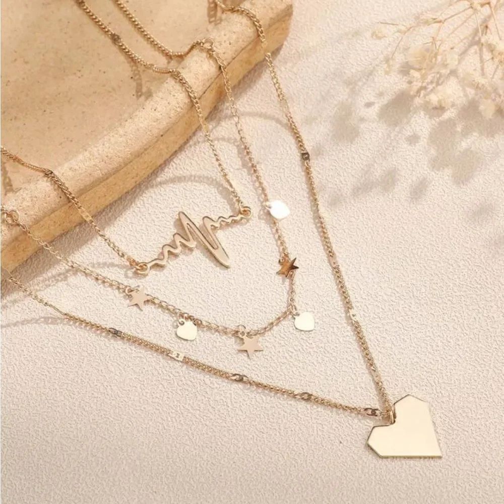 Gold Layered Necklace Set R203 - Picture 2 of 3